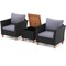 3-Piece Furniture Set with Rattan Single Sofa Acacia Wood Coffee Table Including Cushions for Outdoor and Indoor Use